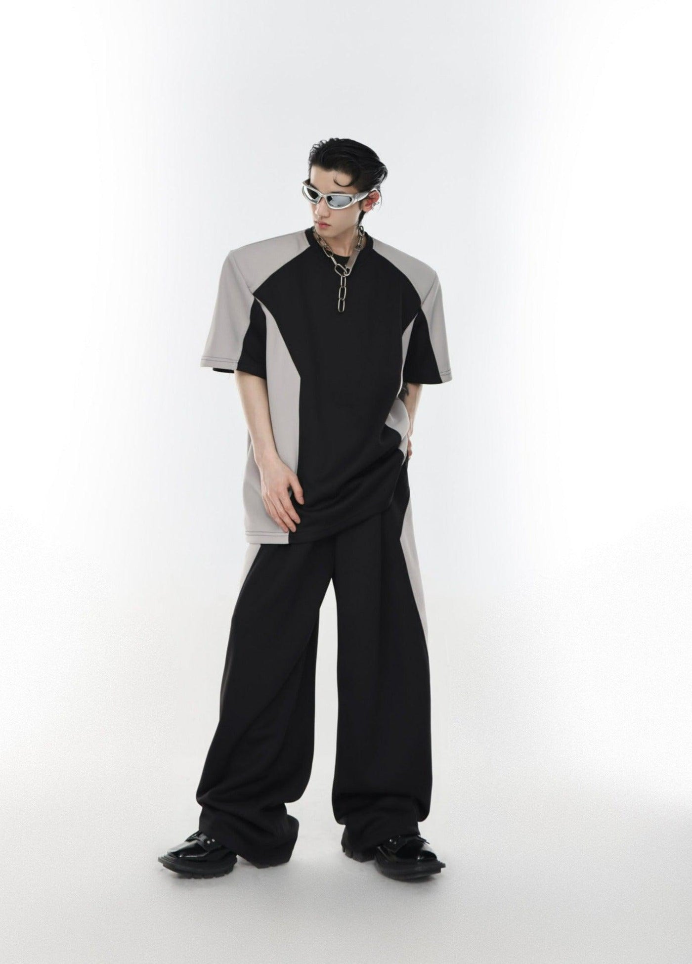 Two Toned T-Shirt & Sports Pants Set Korean Street Fashion Clothing Set By Argue Culture Shop Online at OH Vault