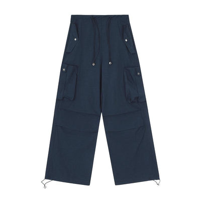 Star Buttoned Loose Cargo Pants Korean Street Fashion Pants By Mr Nearly Shop Online at OH Vault