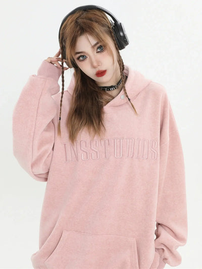 INS Korea Stitched Logo Casual Hoodie Korean Street Fashion Hoodie By INS Korea Shop Online at OH Vault