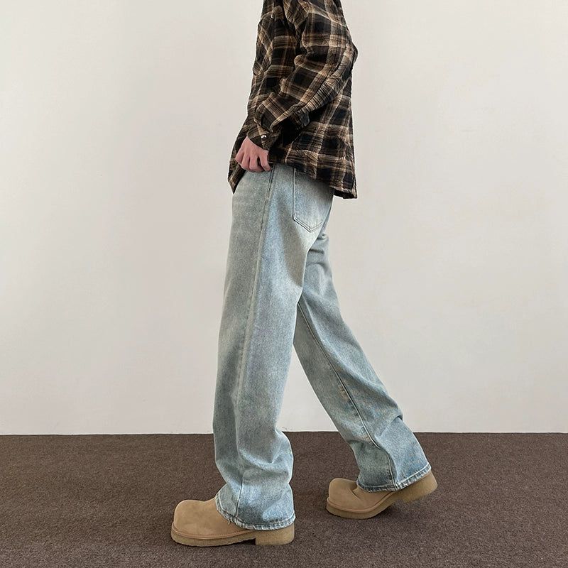Classic Light Wash Straight Jeans Korean Street Fashion Jeans By A PUEE Shop Online at OH Vault