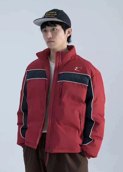 Color Block Boxy Puffer Jacket Korean Street Fashion Jacket By Mentmate Shop Online at OH Vault