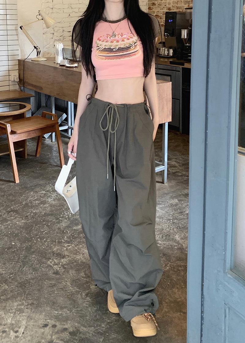 Made Extreme Drawstring Waist Pleated Loose Pants Korean Street Fashion Pants By Made Extreme Shop Online at OH Vault