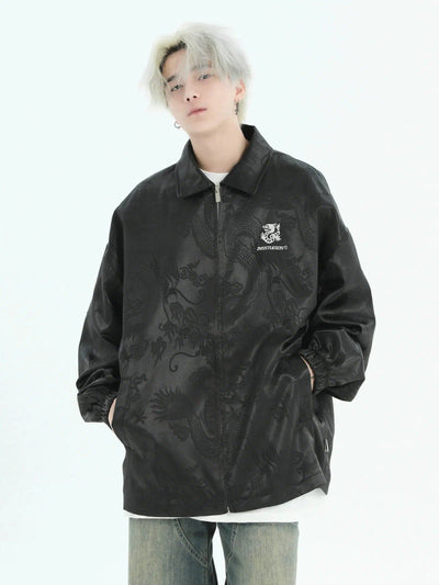 Dragon-Pattern Embroidered Logo Jacket Korean Street Fashion Jacket By INS Korea Shop Online at OH Vault