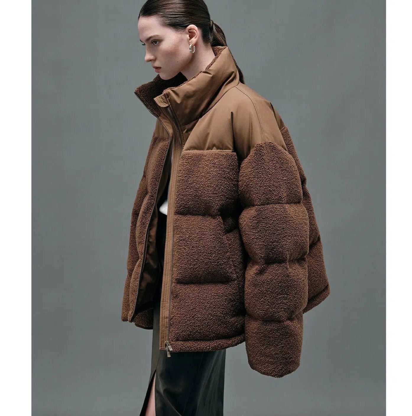 Sherpa Spliced Down Jacket Korean Street Fashion Jacket By NANS Shop Online at OH Vault