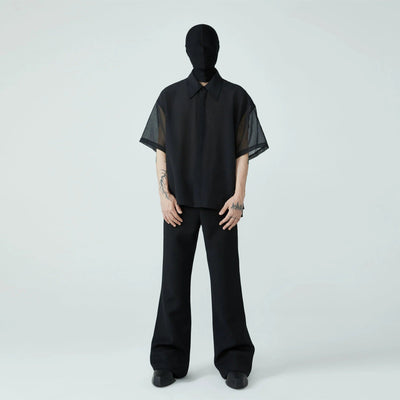 Mesh Splice Shirt Korean Street Fashion Shirt By FRKM Shop Online at OH Vault