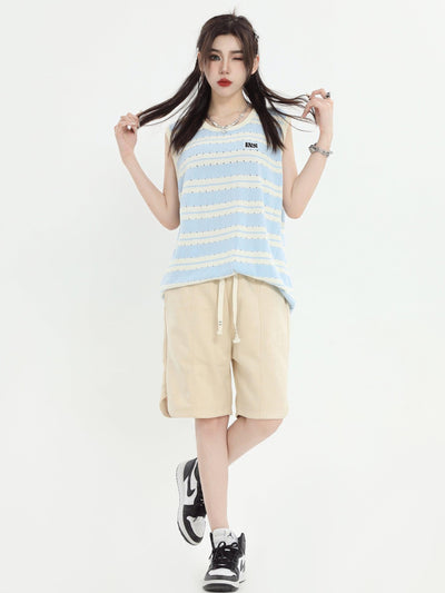 Drawstring Logo Embroidery Sports Shorts Korean Street Fashion Shorts By INS Korea Shop Online at OH Vault