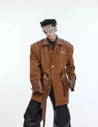 Leather Belt Buttoned Blazer Korean Street Fashion Blazer By Argue Culture Shop Online at OH Vault
