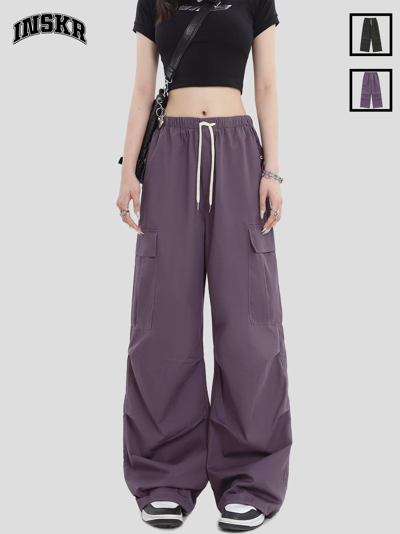 INS Korea Loose Pleats Drawstring Cargo Pants Korean Street Fashion Pants By INS Korea Shop Online at OH Vault