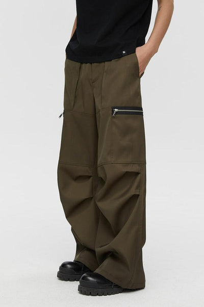 Pleated Zipped Pocket Pants Korean Street Fashion Pants By Kreate Shop Online at OH Vault
