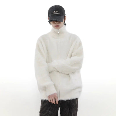 Fuzzy Versatile Zippered Sweater Korean Street Fashion Sweater By Mr Nearly Shop Online at OH Vault