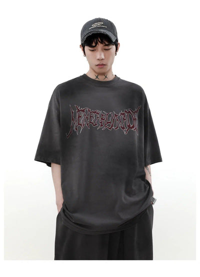 Sprayed Goth Letters T-Shirt Korean Street Fashion T-Shirt By Mr Nearly Shop Online at OH Vault