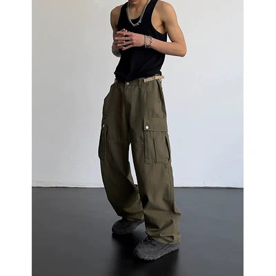 Essential High Waisted Loose Cargo Pants Korean Street Fashion Pants By MEBXX Shop Online at OH Vault