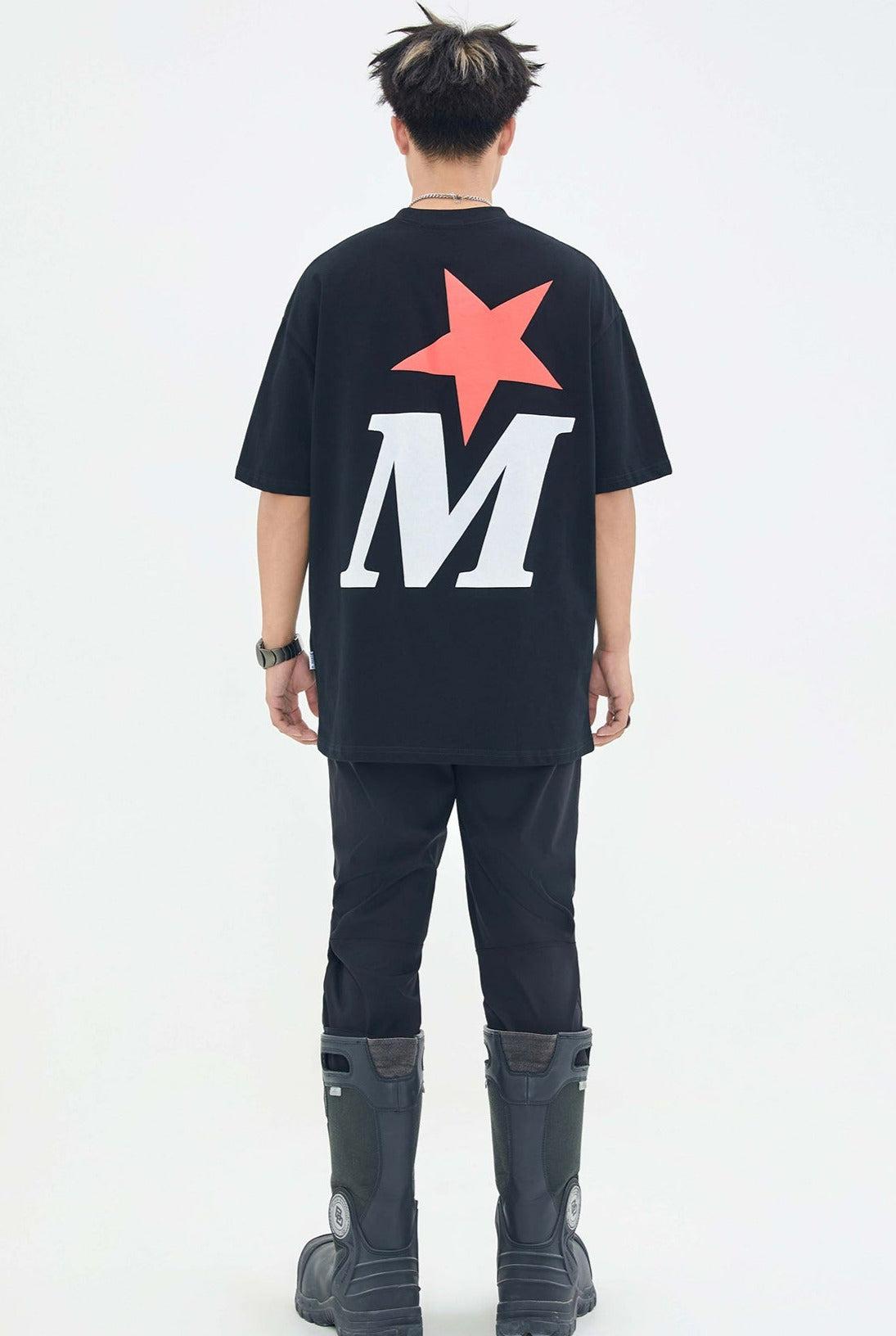 Initial Logo & Star Graphic T-Shirt Korean Street Fashion T-Shirt By Made Extreme Shop Online at OH Vault