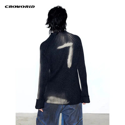 Paint Smudges Ribbed Sweater Korean Street Fashion Sweater By Cro World Shop Online at OH Vault