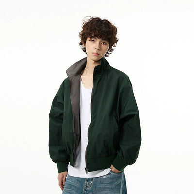 Basic Reversible Zipped Jacket Korean Street Fashion Jacket By 77Flight Shop Online at OH Vault