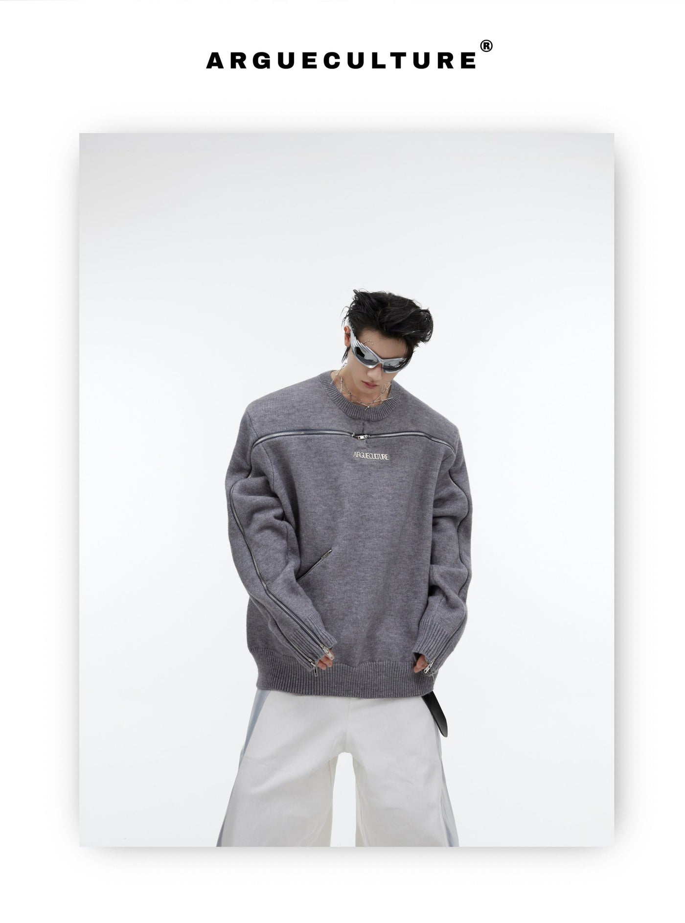 Cozy Zipper Duo Sweater Korean Street Fashion Sweater By Argue Culture Shop Online at OH Vault