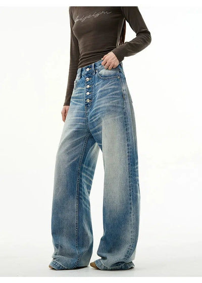 Lightning Washed Jeans Korean Street Fashion Jeans By 77Flight Shop Online at OH Vault