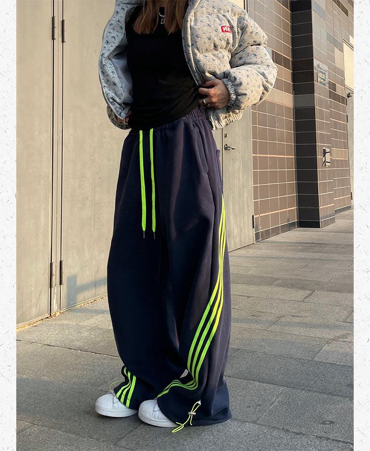 Diagonal Bar Contrast Sweatpants Korean Street Fashion Pants By Made Extreme Shop Online at OH Vault