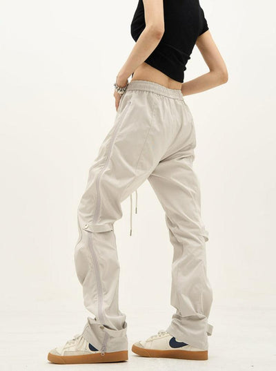 Drawstring Waist Side Zip Pants Korean Street Fashion Pants By 77Flight Shop Online at OH Vault