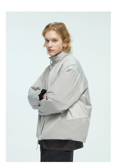 Zipped High Collar Boxy Jacket Korean Street Fashion Jacket By Decesolo Shop Online at OH Vault