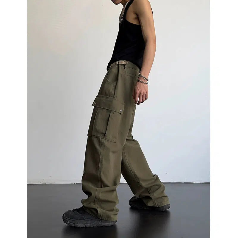Essential High Waisted Loose Cargo Pants Korean Street Fashion Pants By MEBXX Shop Online at OH Vault