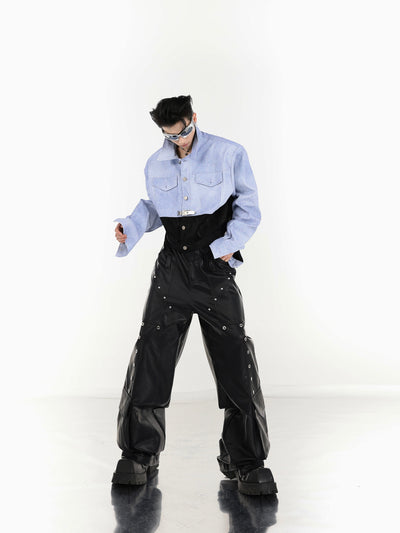 Metal Buttons Stitch Pocket Leather Pants Korean Street Fashion Pants By Argue Culture Shop Online at OH Vault