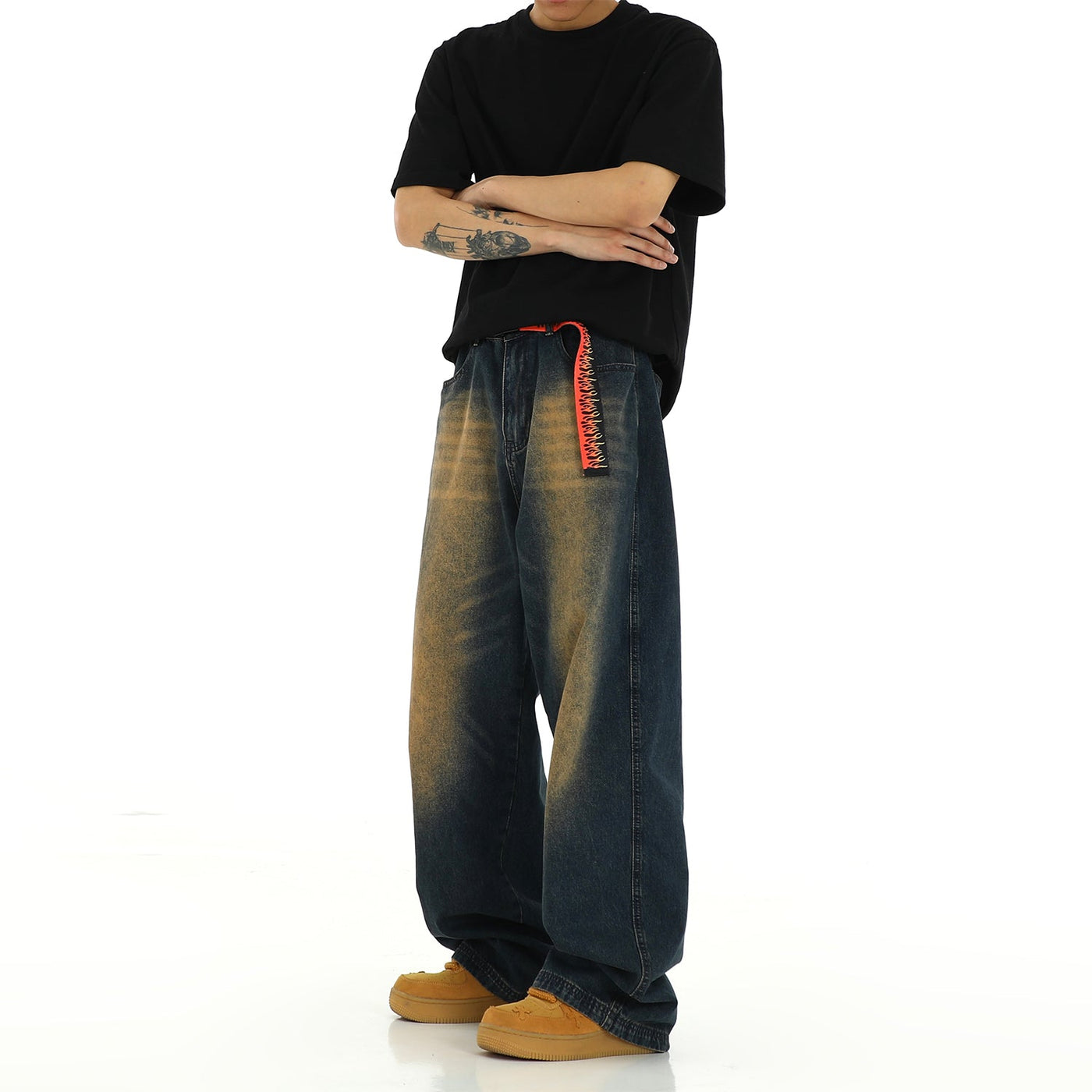 Vintage Washed Straight Leg Jeans Korean Street Fashion Jeans By MEBXX Shop Online at OH Vault