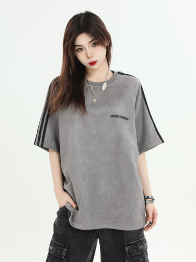 Minimal Logo Bar Contrast T-Shirt Korean Street Fashion T-Shirt By INS Korea Shop Online at OH Vault