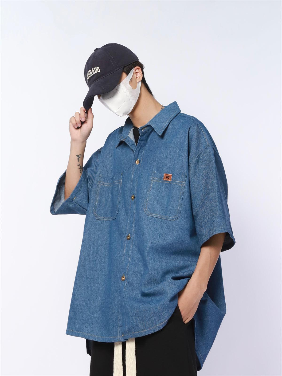 Casual Breast Pocket Buttoned Shirt Korean Street Fashion Shirt By Made Extreme Shop Online at OH Vault