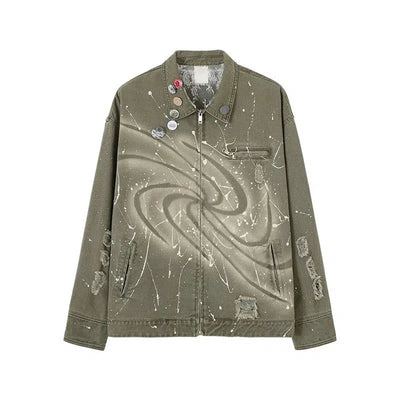 Splatters Galaxy Zipped Jacket Korean Street Fashion Jacket By Conp Conp Shop Online at OH Vault