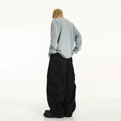 Solid Color Wide Cut Parachute Cargo Pants Korean Street Fashion Pants By MEBXX Shop Online at OH Vault
