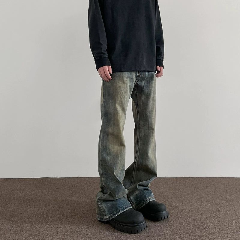 Distresed Mud-Dyed Bootcut Jeans Korean Street Fashion Jeans By A PUEE Shop Online at OH Vault