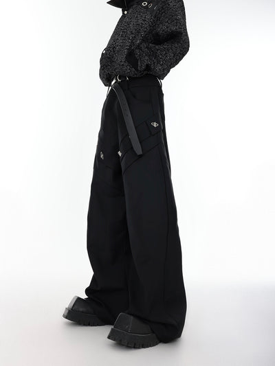 Argue Culture Metal Embellished Wide Cut Pants Korean Street Fashion Pants By Argue Culture Shop Online at OH Vault