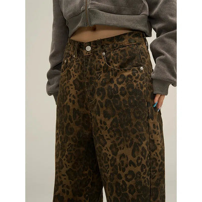 Classic Leopard Bootcut Jeans Korean Street Fashion Jeans By 77Flight Shop Online at OH Vault