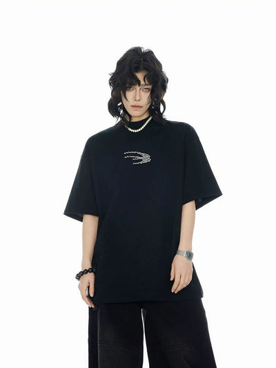 Rhinestone Logomark T-Shirt Korean Street Fashion T-Shirt By Cro World Shop Online at OH Vault