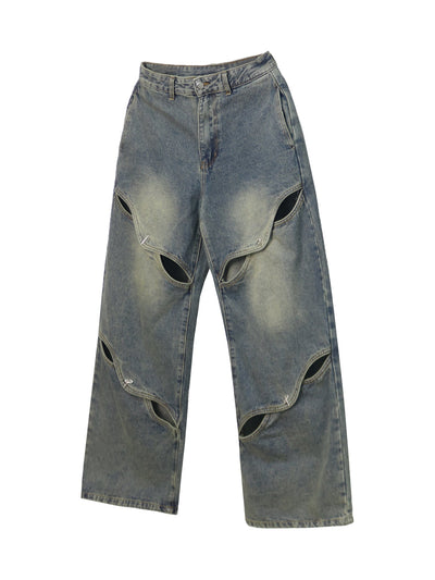 Metal Buckle Irregular Style Jeans Korean Street Fashion Jeans By Ash Dark Shop Online at OH Vault