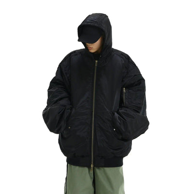 Hooded Bomber Puffer Jacket Korean Street Fashion Jacket By MEBXX Shop Online at OH Vault