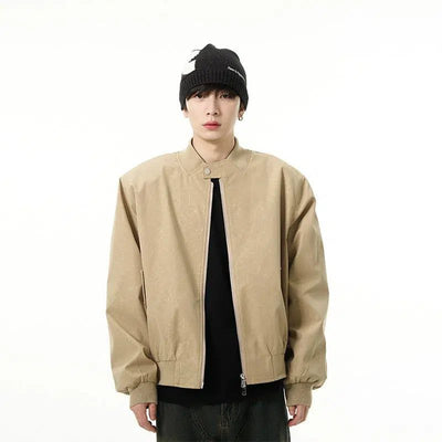 Cracked Print Wide Shoulder Bomber Jacket Korean Street Fashion Jacket By 77Flight Shop Online at OH Vault