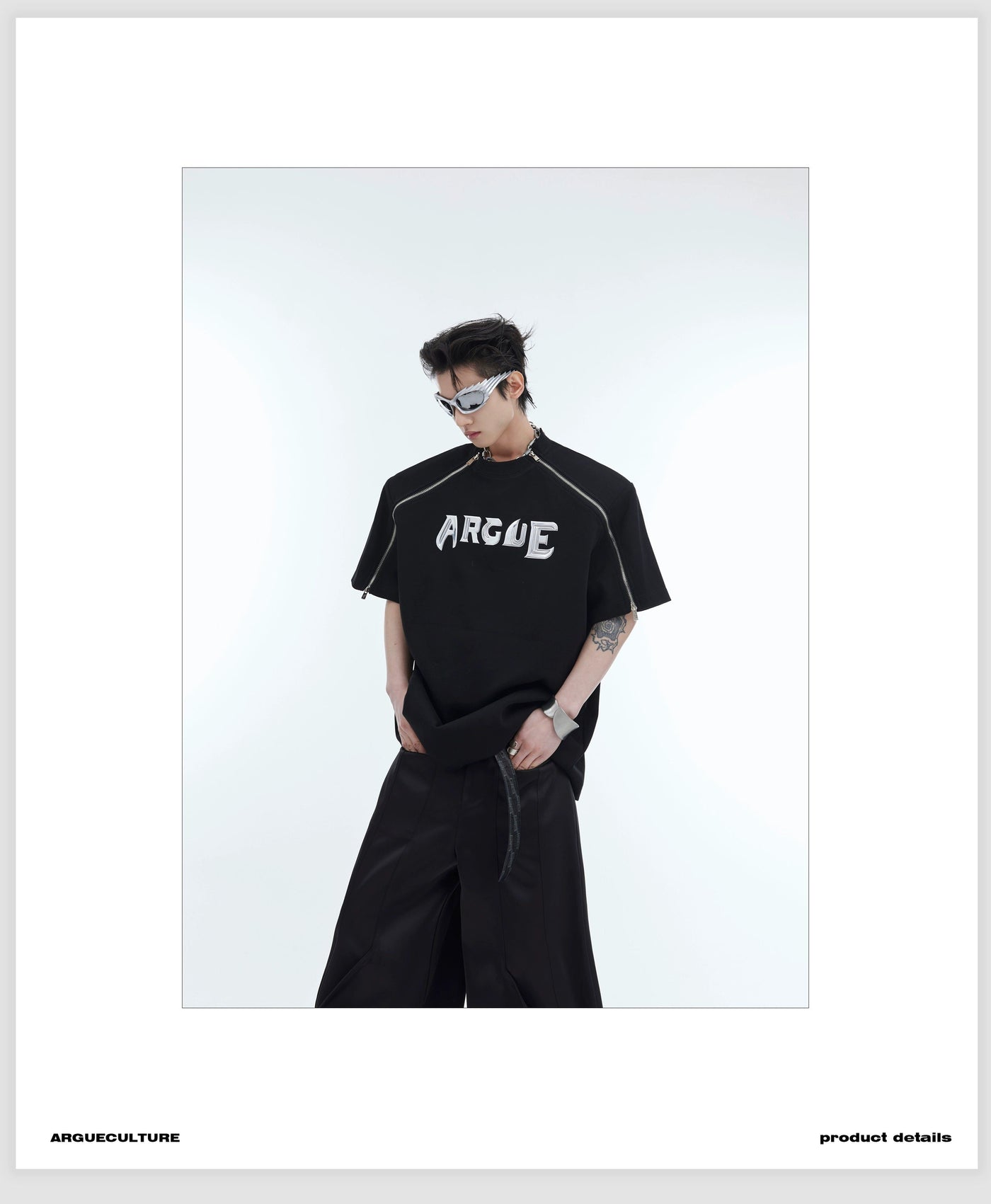 Zips Metallic Accent T-Shirt Korean Street Fashion T-Shirt By Argue Culture Shop Online at OH Vault