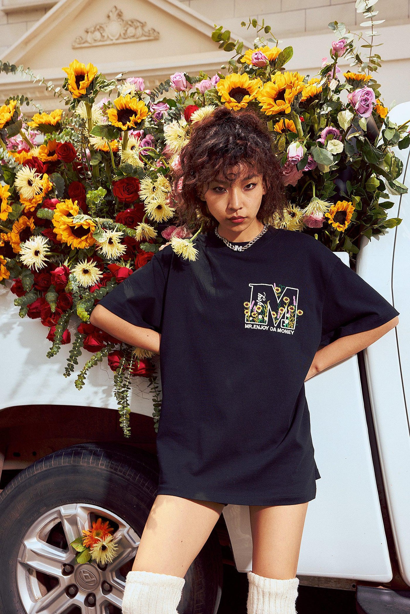 Floral Logo T-Shirt Korean Street Fashion T-Shirt By Mr Enjoy Da Money Shop Online at OH Vault