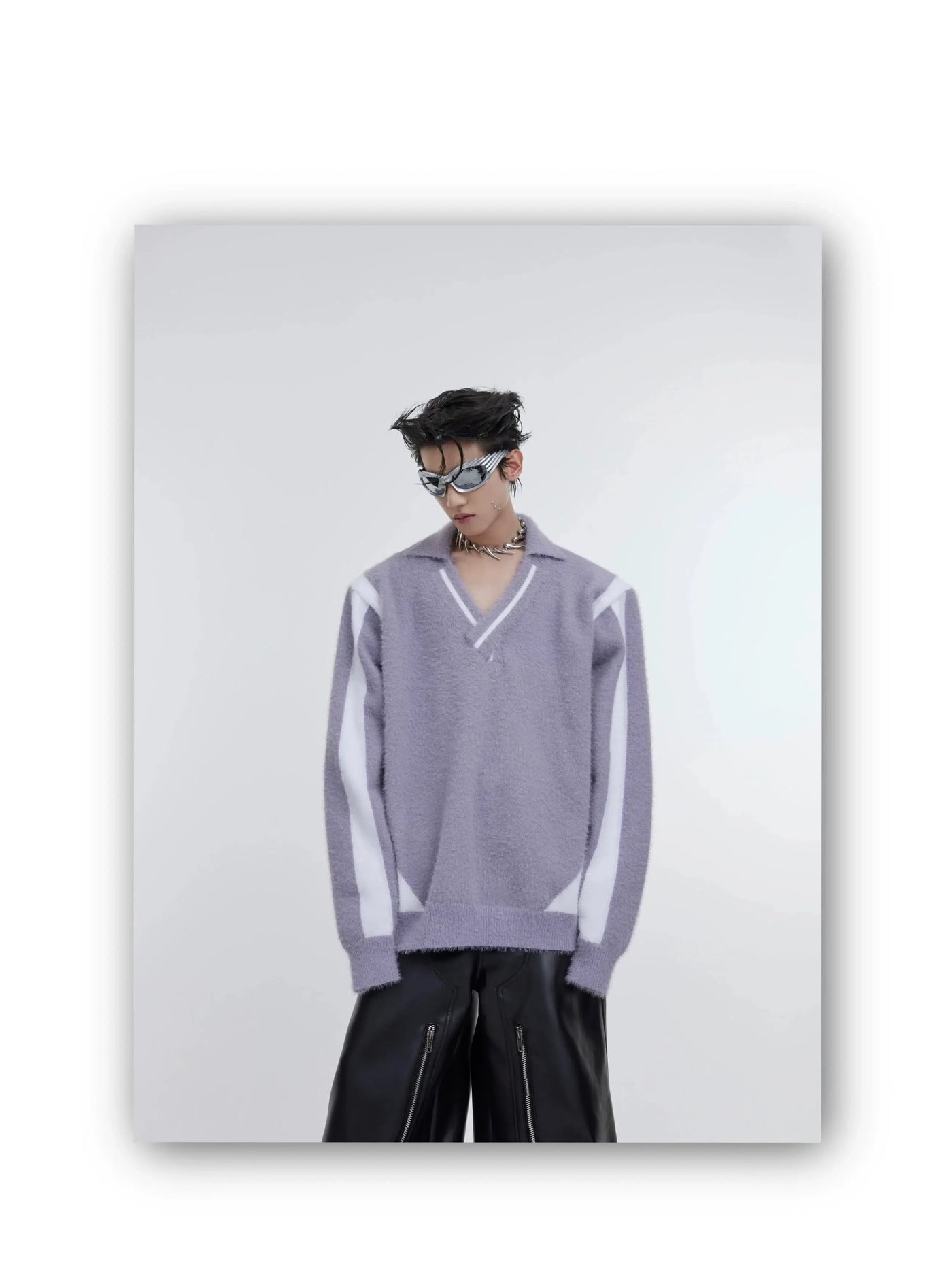 Mohair Contrast Lines Sweater Korean Street Fashion Sweater By Argue Culture Shop Online at OH Vault