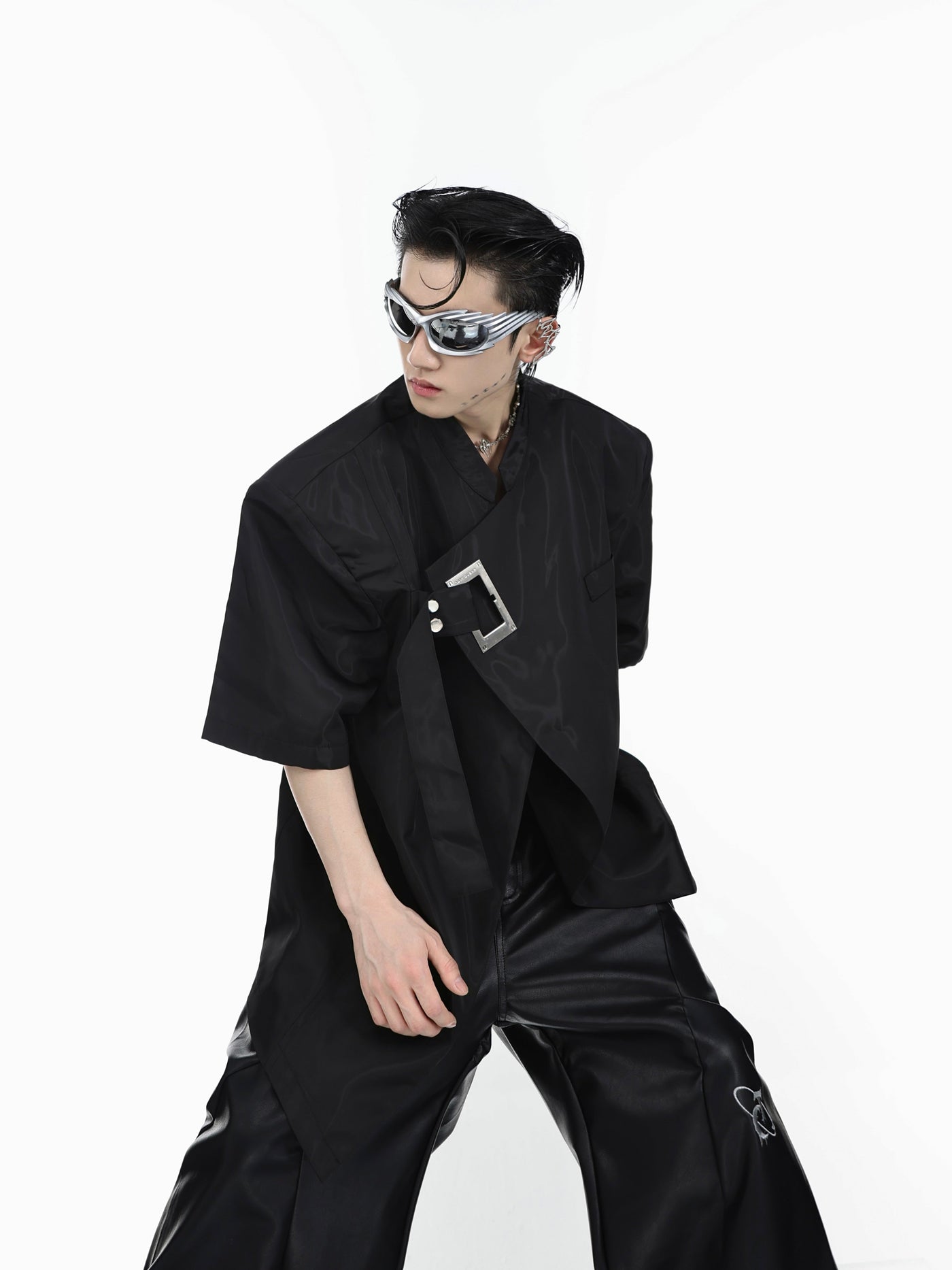 Rectangle Strap Lace Shirt Korean Street Fashion Shirt By Argue Culture Shop Online at OH Vault