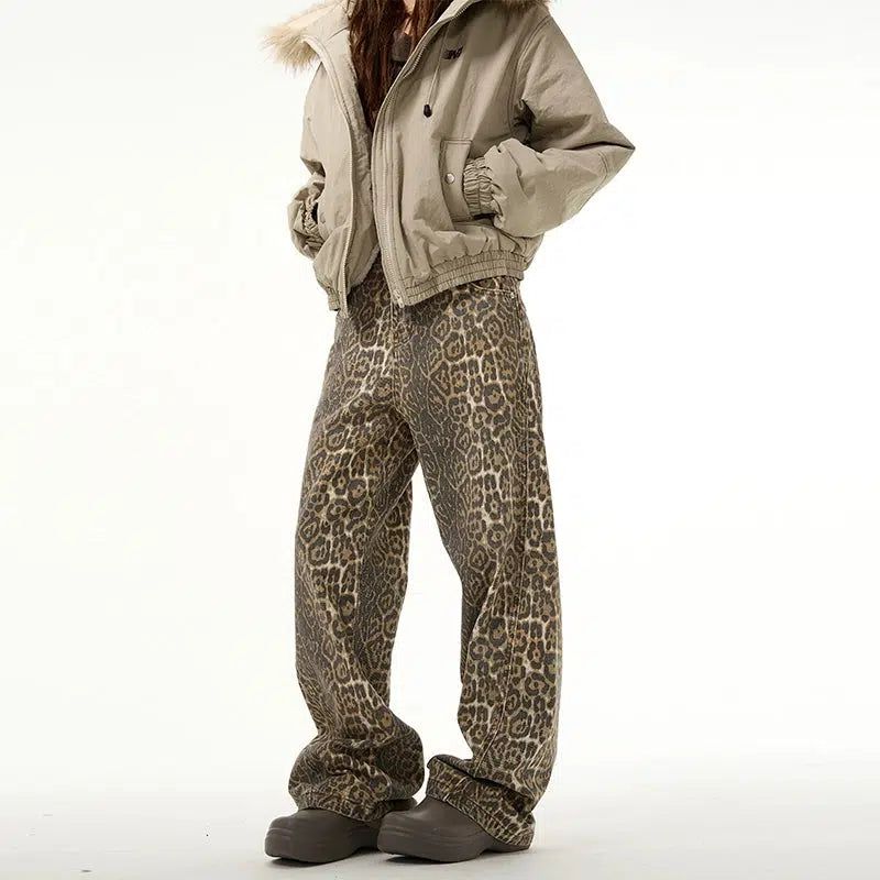 Faded Leopard Print Loose Pants Korean Street Fashion Pants By 77Flight Shop Online at OH Vault