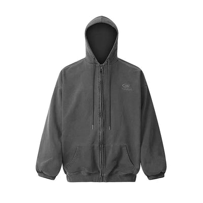 Heavy Washed Drawstring Zip-Up Hoodie Korean Street Fashion Hoodie By Mr Nearly Shop Online at OH Vault