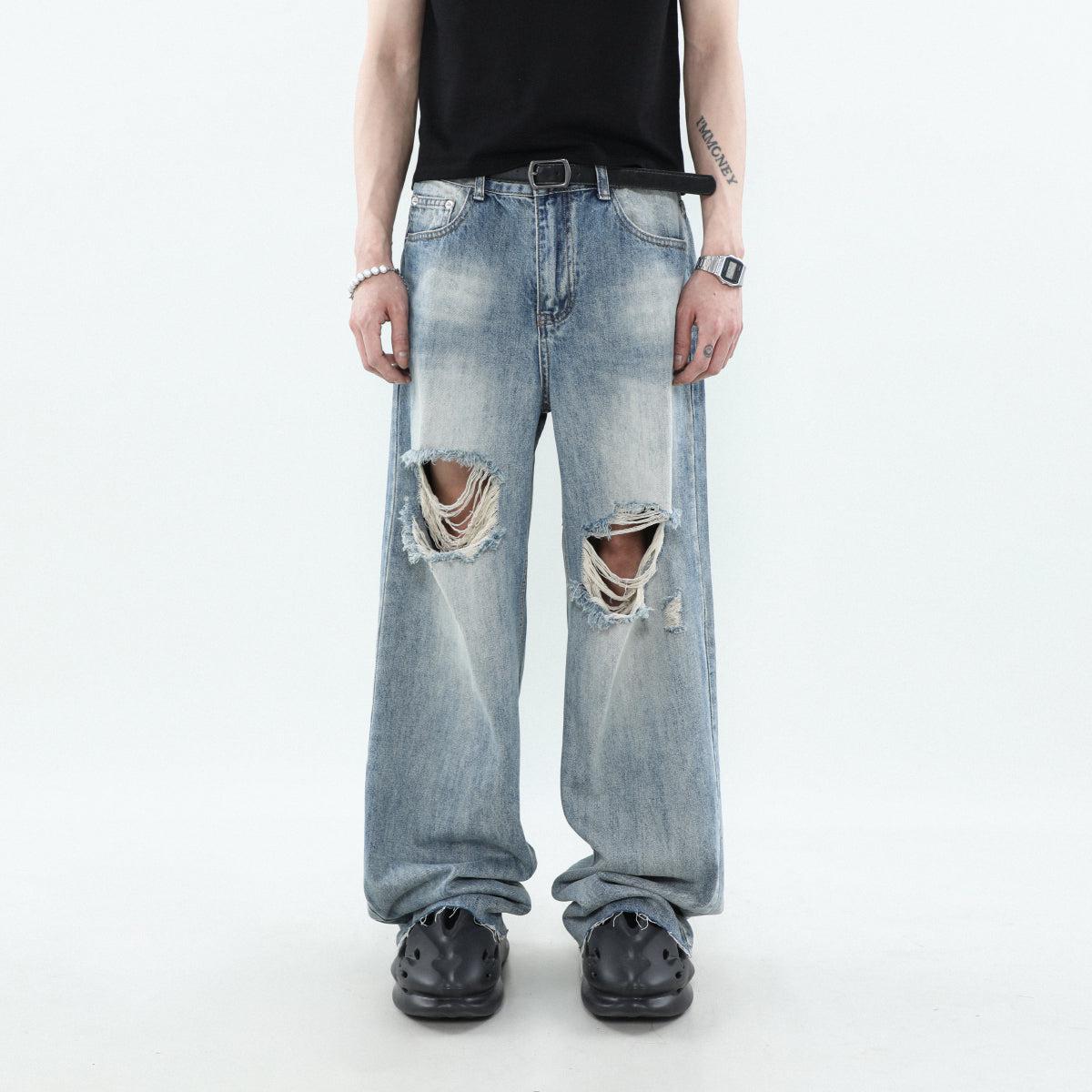 Washed Ripped Hole Jeans Korean Street Fashion Jeans By Mr Nearly Shop Online at OH Vault
