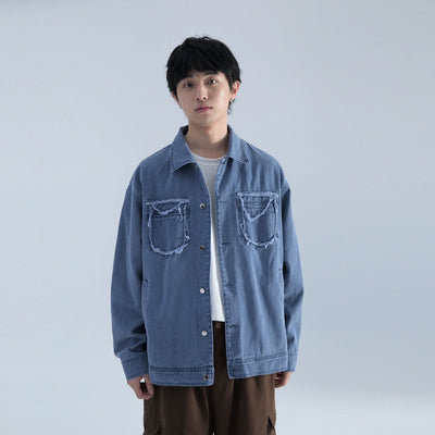 Distressed Pockets Denim Shirt Korean Street Fashion Shirt By Mentmate Shop Online at OH Vault