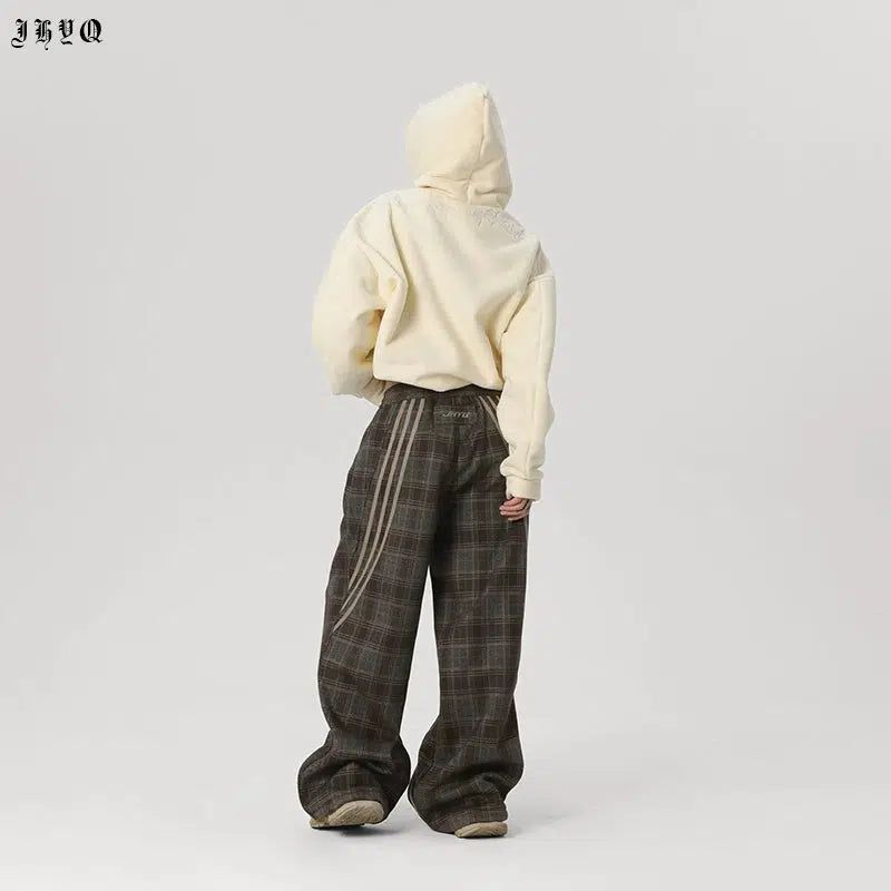 Side Lines Plaid Pants Korean Street Fashion Pants By JHYQ Shop Online at OH Vault