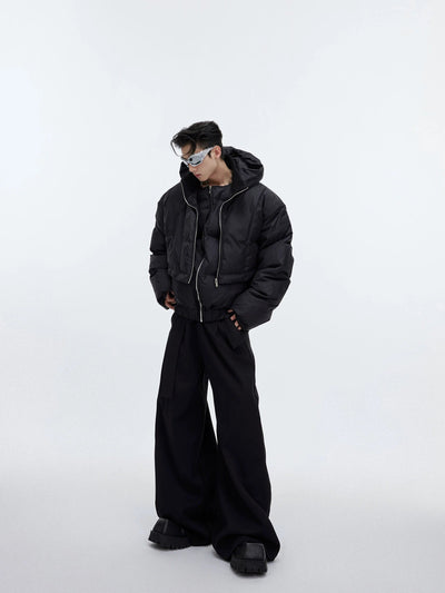 Ruched Hem Hooded Puffer Jacket Korean Street Fashion Jacket By Argue Culture Shop Online at OH Vault