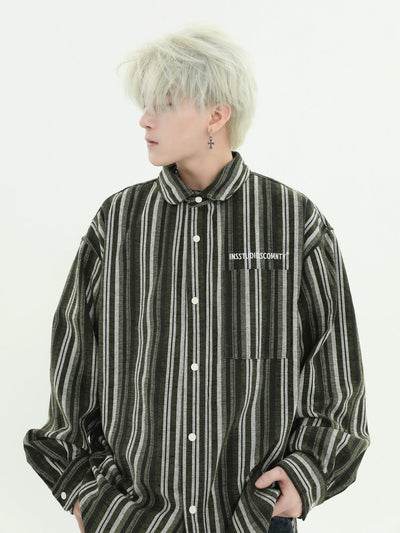 Vertical Stripes Button Down Shirt Korean Street Fashion Shirt By INS Korea Shop Online at OH Vault