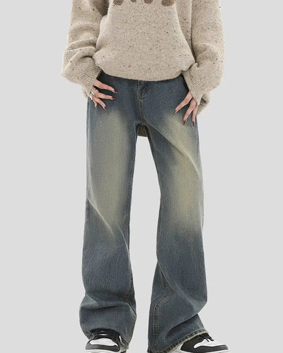 Fade Emphasis Regular Jeans Korean Street Fashion Jeans By INS Korea Shop Online at OH Vault